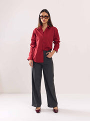 Cherry Red Poplin Shirt